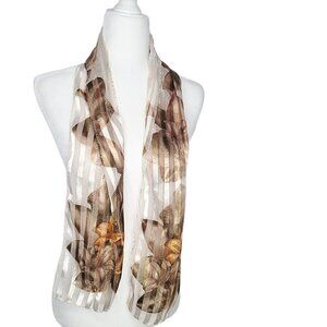 Vintage Liz Claiborne Brown Floral Scarf